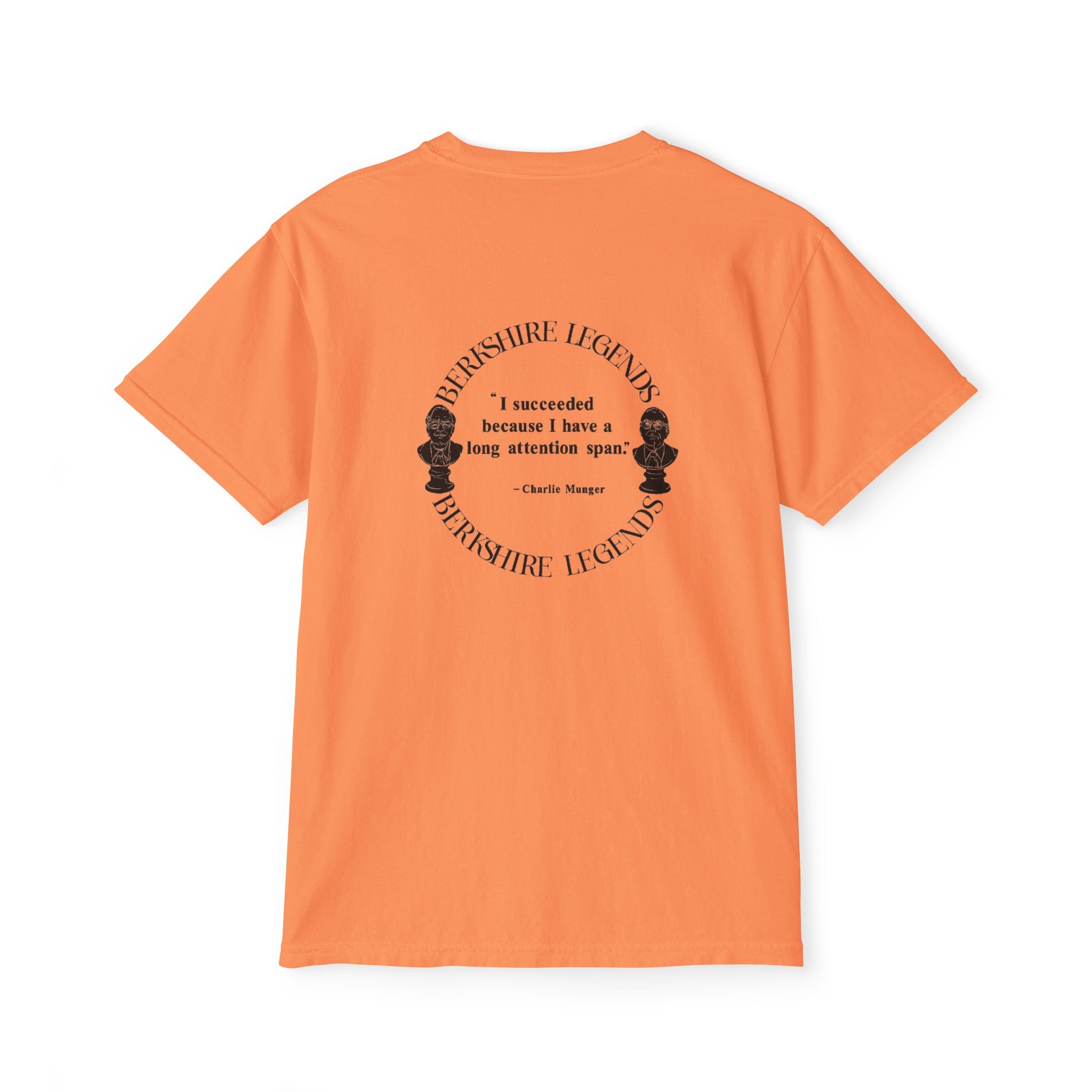 Unisex  Pocket T-Shirt With Charlie Munger Quote — “ I succeeded because I have a long attention span.”