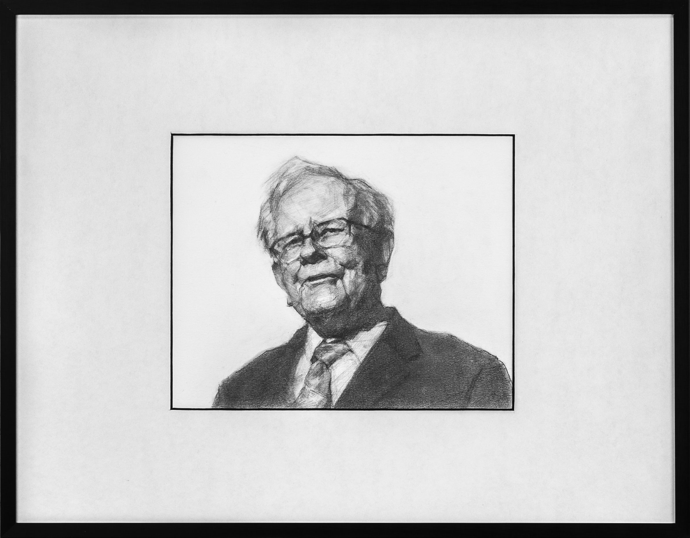 Warren Buffett In Graphite Drawing