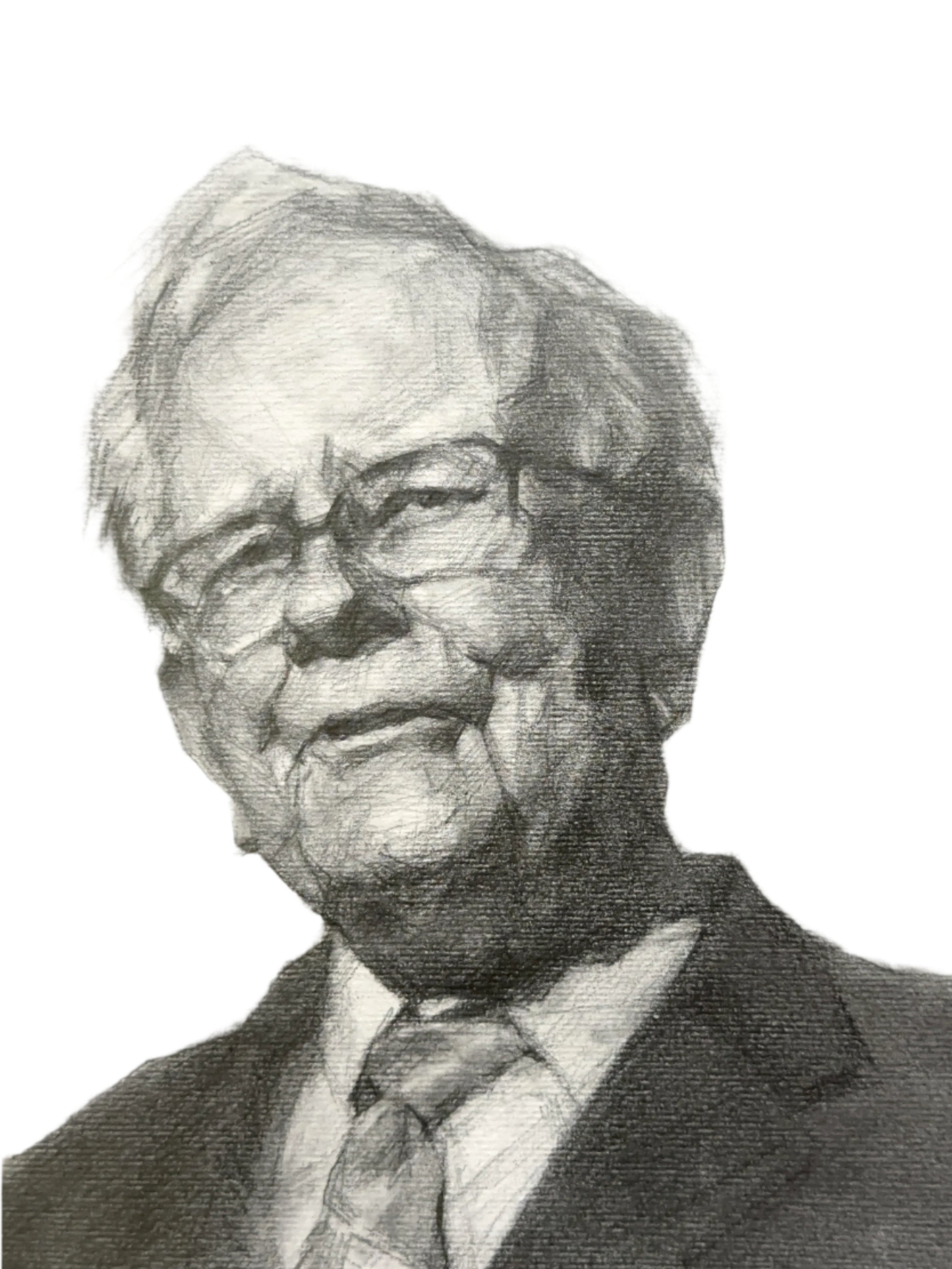 Warren Buffett In Graphite Drawing